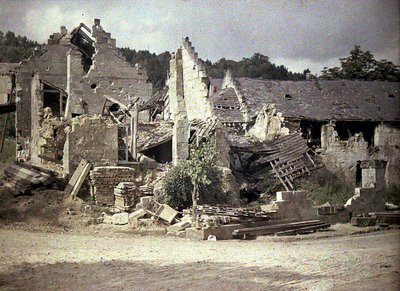 Ruined Houses, Pommiers, Aisne, France, 1917 by Fernand Cuville
